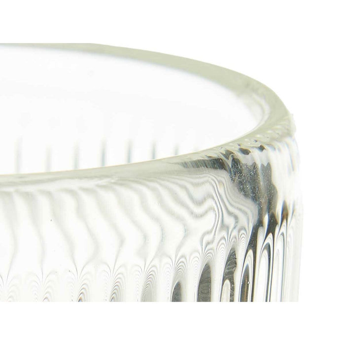 Suport de Lumânări Dungi Transparent Geam 7,5 x 7,8 x 7,5 cm (12 Unități)