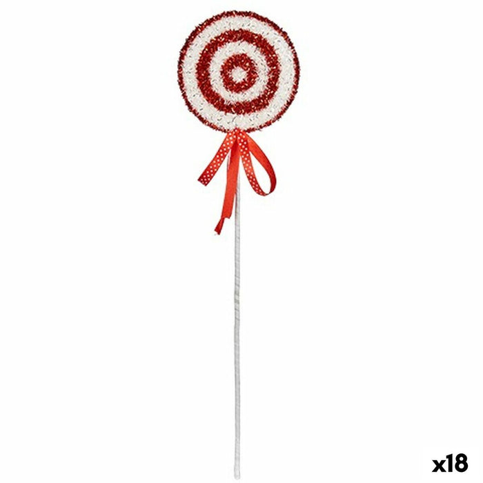 Ornament de Crăciun Alb Roșu Plastic 15 x 3 x 59 cm (18 Unități)