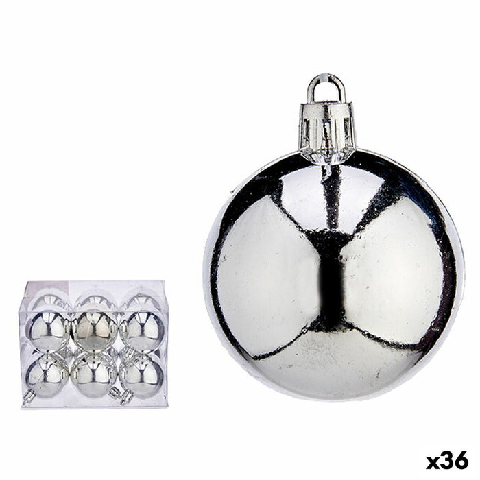 Set de globuri de Crăciun Argintiu Plastic Ø 5 cm (36 Unități)