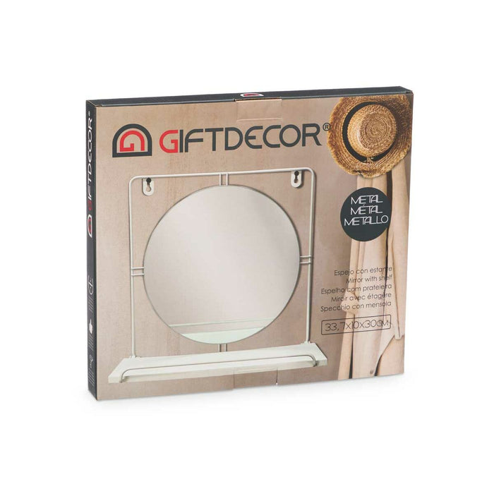 Oglindă de perete Alb Metal Lemn MDF 33,7 x 30 x 10 cm (4 Unități)
