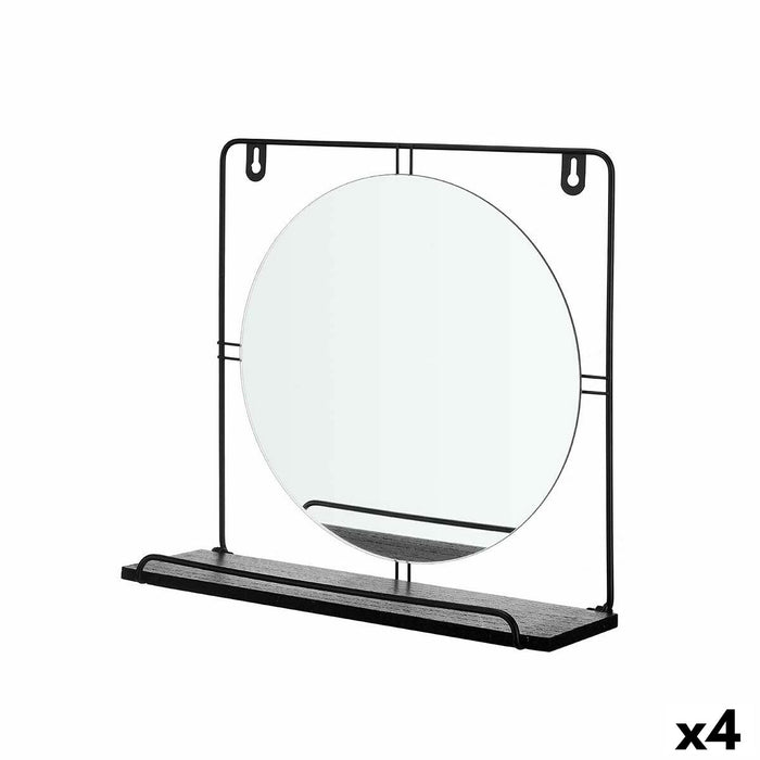 Oglindă de perete Negru Metal Lemn MDF 33,7 x 30 x 10 cm (4 Unități)
