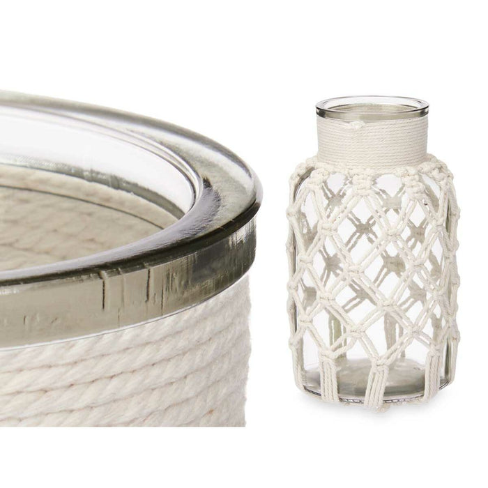 Vază Alb Pânză Sticlă 15,5 x 26,5 x 15,5 cm (6 Unități) Macrame