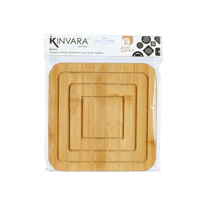 Suport Protecție pentru Masă Natural Bambus 19 x 1 x 19 cm (24 Unități) Pătrat