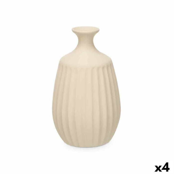Vază Bej Ceramică 19 x 31 x 19 cm (4 Unități) Dungi
