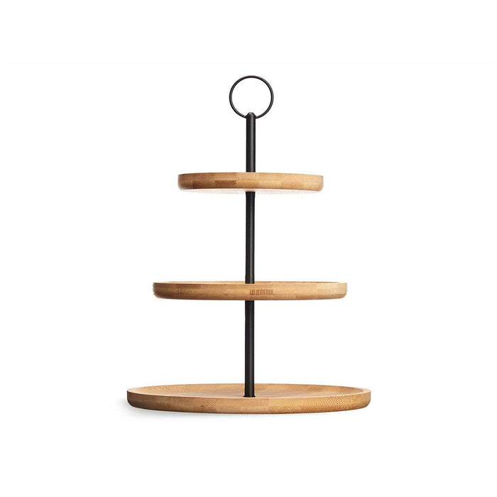 Fructieră Negru Natural Metal Bambus 25 x 37 x 25 cm (6 Unități)
