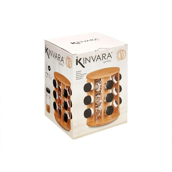 Suport pentru condimente Negru Natural 18 x 25 x 18 cm (6 Unități) Rotativ