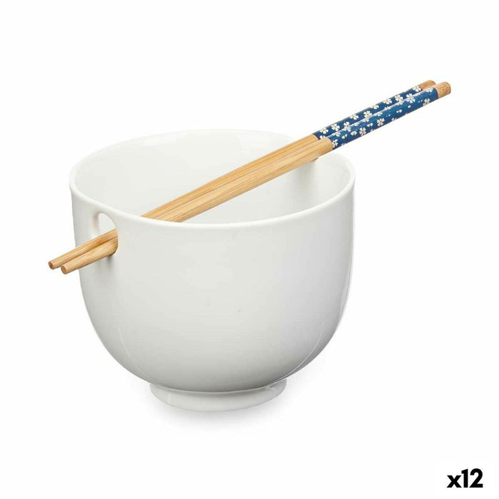 Castron Alb Bambus 24 x 10,7 x 13,3 cm Bețișoare asiatico/oriental (12 Unități)