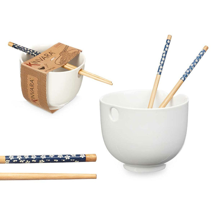 Castron Alb Bambus 24 x 10,7 x 13,3 cm Bețișoare asiatico/oriental (12 Unități)