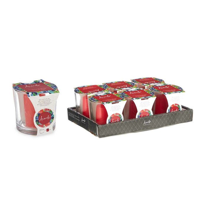 Lumânare Parfumată 10 x 10 x 10 cm (6 Unități) Pahar Fructe Roșii