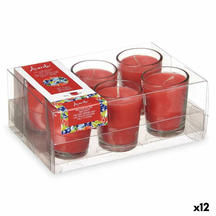 Set de Lumânări Parfumate 16 x 6,5 x 11 cm (12 Unități) Pahar Fructe Roșii