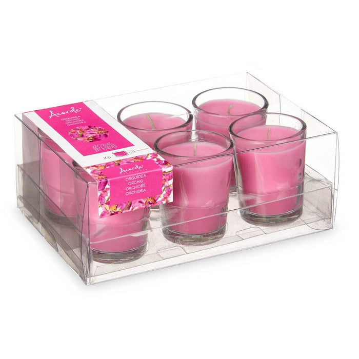 Set de Lumânări Parfumate 16 x 6,5 x 11 cm (12 Unități) Pahar Orhidee