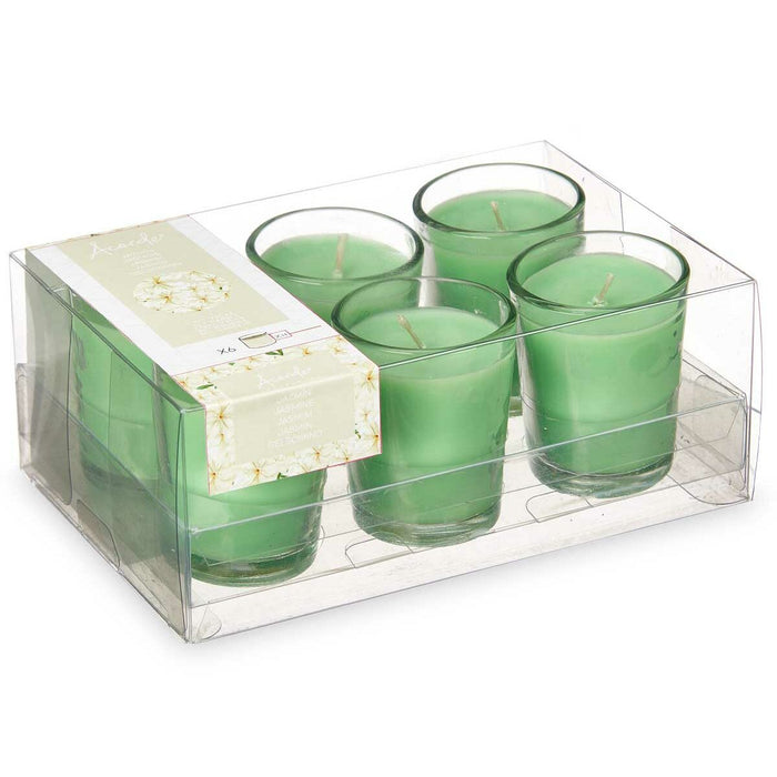Set de Lumânări Parfumate 16 x 6,5 x 11 cm (12 Unități) Pahar Iasomie