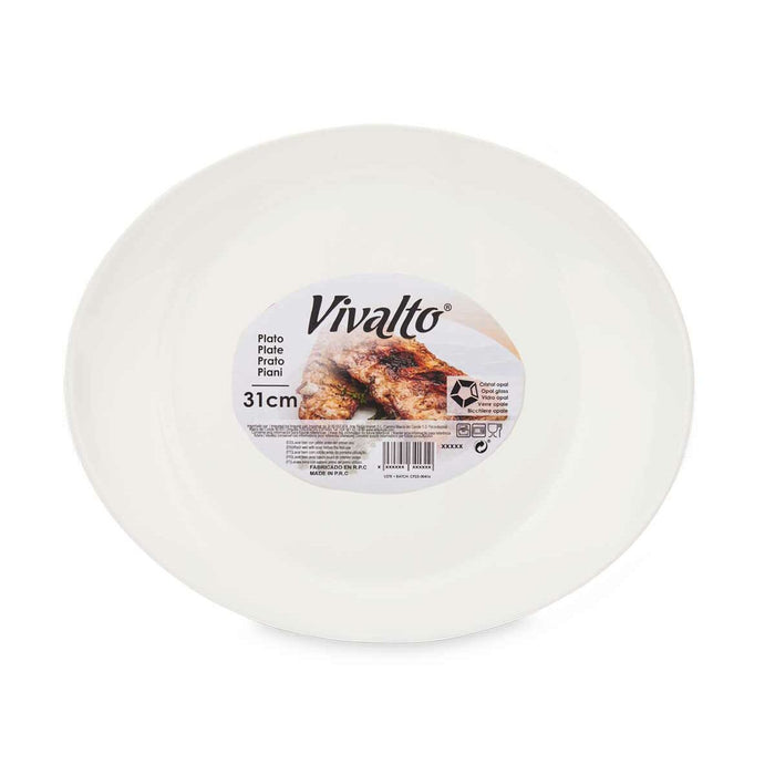 Platou Plat Alb Sticlă 30,5 x 3 x 26 cm (18 Unități)