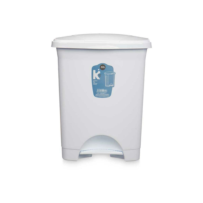 Coș de gunoi pentru hârtie cu pedală Alb Plastic 30 L (4 Unități)