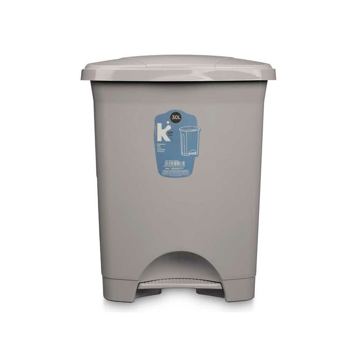 Coș de gunoi pentru hârtie cu pedală Gri Plastic 30 L (4 Unități)