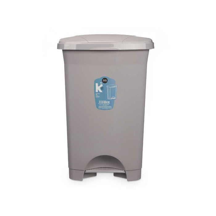 Coș de gunoi pentru hârtie cu pedală Gri Plastic 50 L (3 Unități)