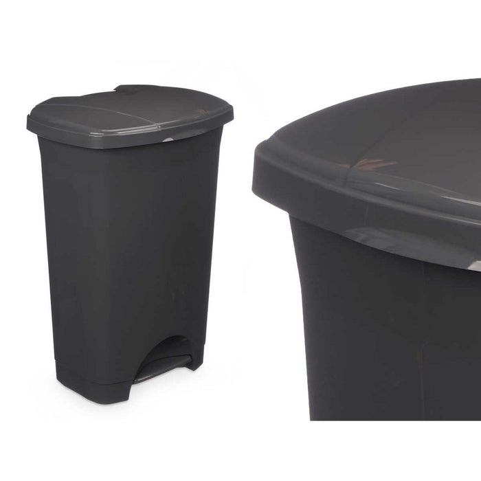 Coș de gunoi pentru hârtie cu pedală Antracit Plastic 50 L (3 Unități)