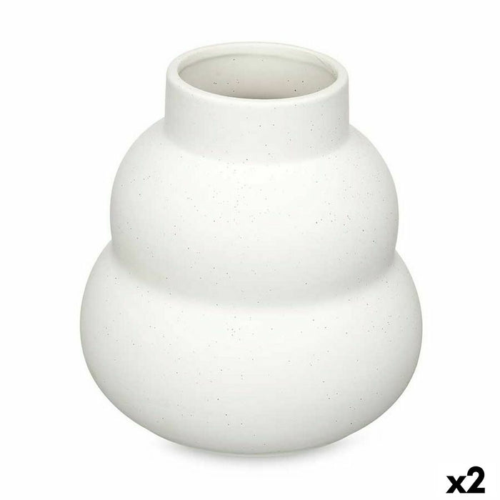 Vază Alb Dolomite 19 x 21 x 19 cm (2 Unități) Unde
