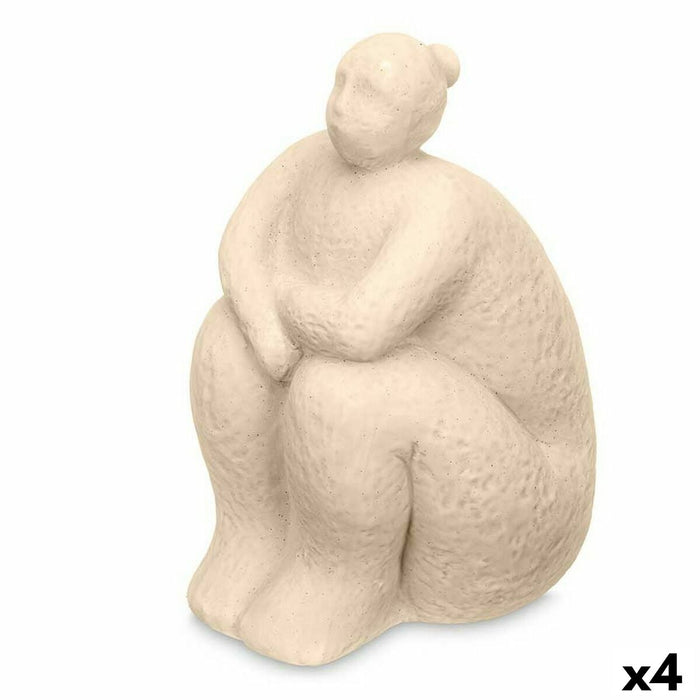 Figură Decorativă Bej Dolomite 18 x 30 x 19 cm (4 Unități) Femeie Stând