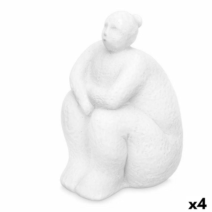 Figură Decorativă Alb Dolomite 18 x 30 x 19 cm (4 Unități) Femeie Stând