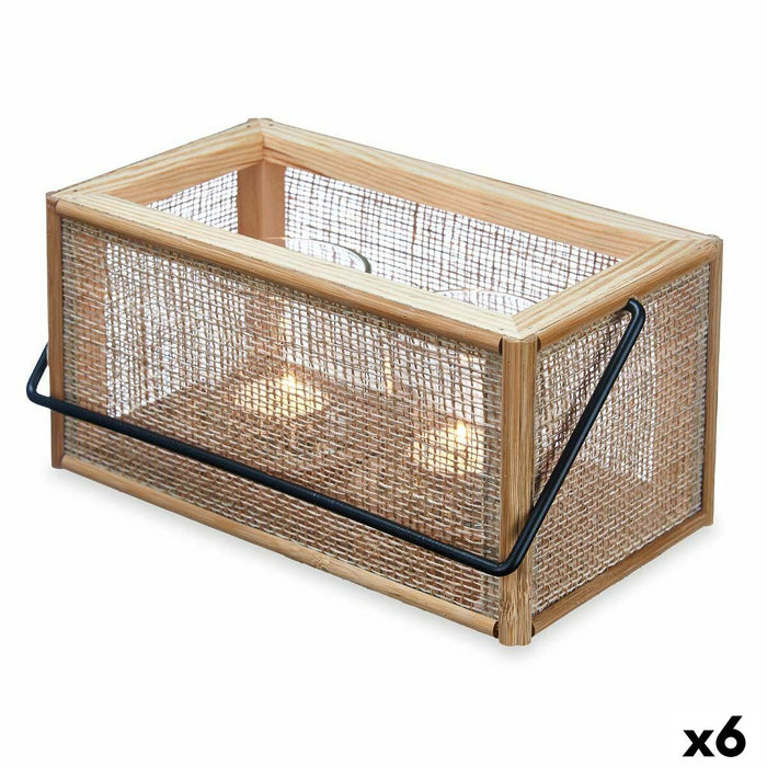 Tavă Suport de Lumânări Maro Metal Lemn MDF 25 x 23 x 14 cm (6 Unități)