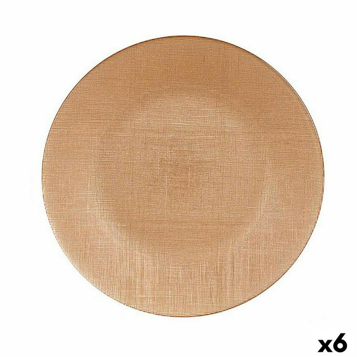 Platou Plat Auriu* Sticlă Ø 27 cm (6 Unități)