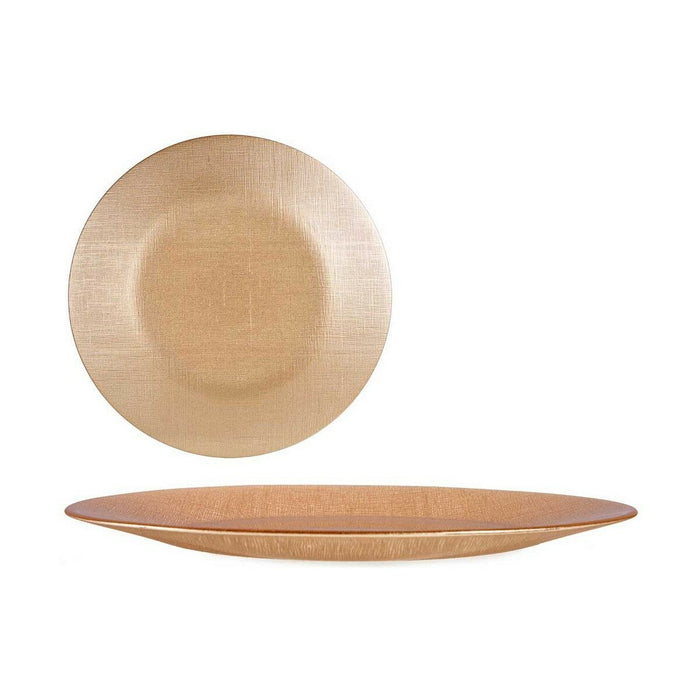 Platou Plat Auriu* Sticlă Ø 27 cm (6 Unități)