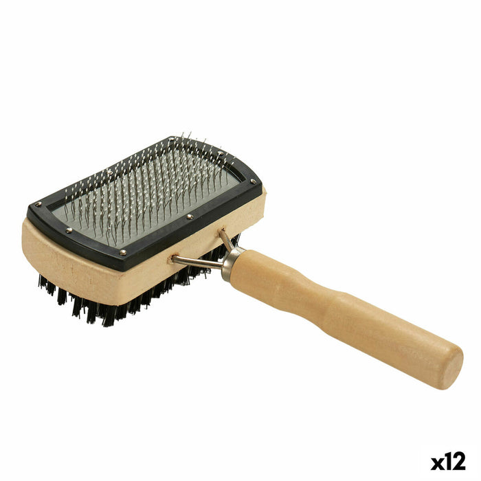 Perie Pentru Câini Maro Gri 10 x 17 x 5 cm Double (12 Unități)