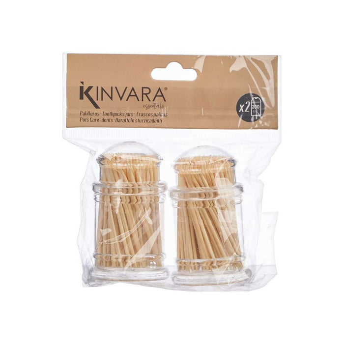 Suport pentru Scobitori Maro Transparent Lemn Metacrilat 4,5 x 4,5 x 7,5 cm 2 Piese (12 Unități)