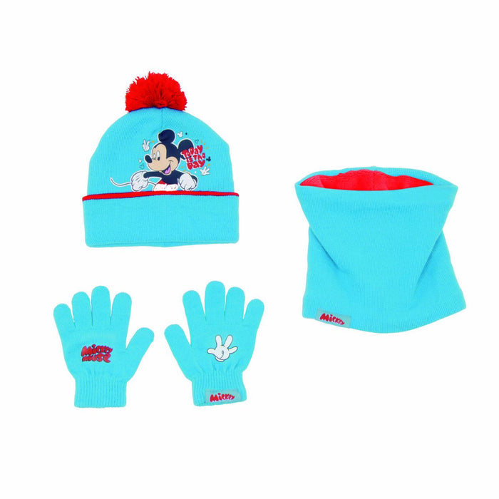 Căciulă, Mănuși și Gâtar Mickey Mouse Happy smiles Albastru Roșu