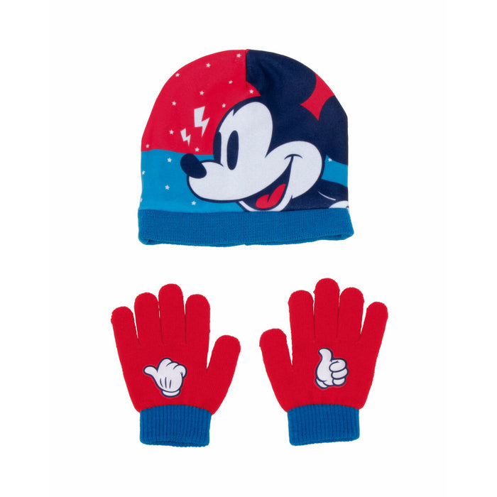 Căciulă și Mănuși Mickey Mouse Happy smiles Albastru Roșu