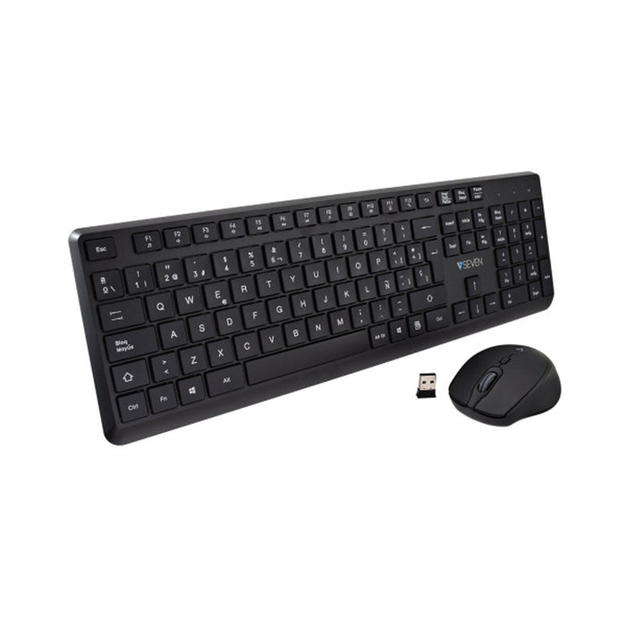Tastatură și Mouse V7 CKW350ES Negru Qwerty Spaniolă