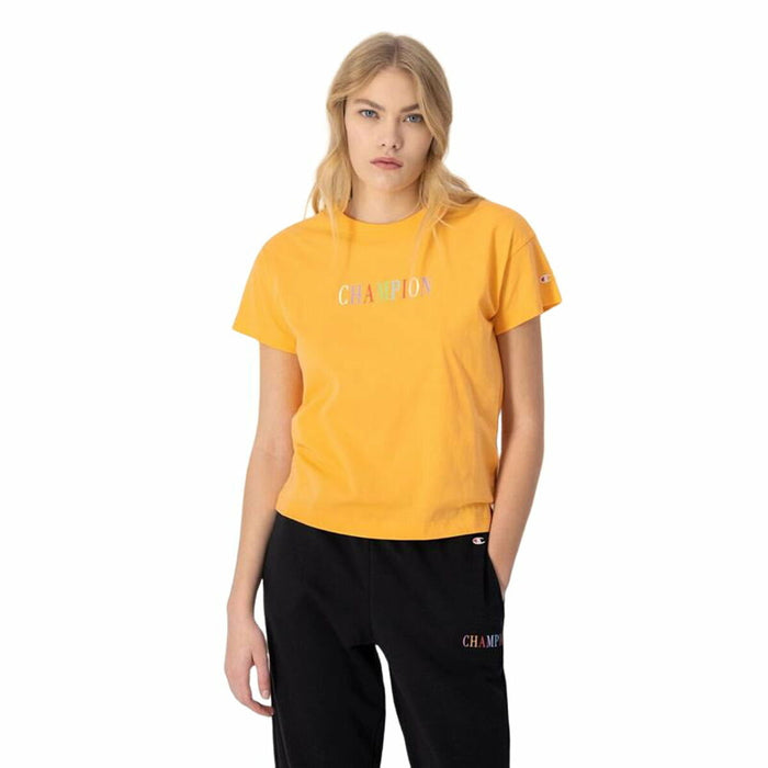 Tricou cu Mânecă Scurtă Femei Champion Crewneck Croptop Galben