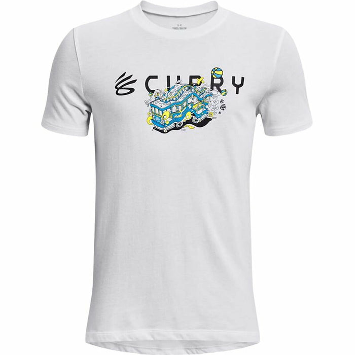 Tricou cu Mânecă Scurtă Copii Under Armour Curry Trolly Alb