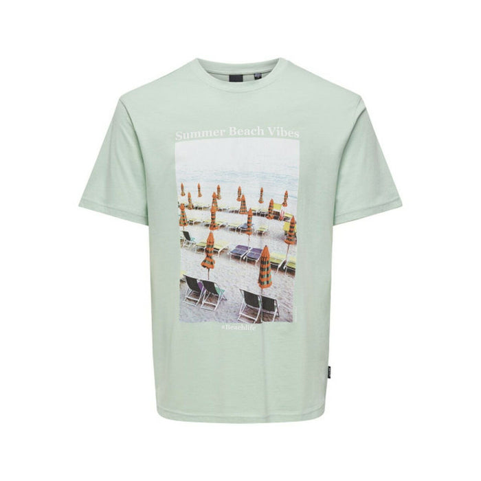 Tricou cu Mânecă Scurtă Bărbați Only & Sons Onskolton Reg Beach Surf Verde