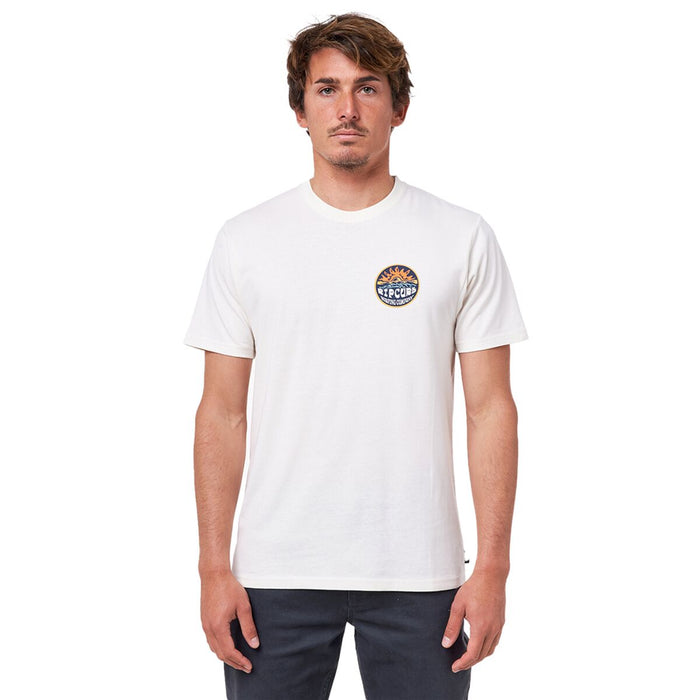 Tricou cu Mânecă Scurtă Bărbați Rip Curl Down The Line Alb Bărbați