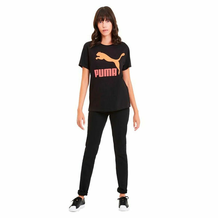 Tricou cu Mânecă Scurtă Femei Puma Classics Logo Tee Negru