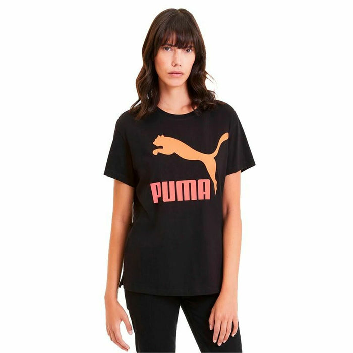 Tricou cu Mânecă Scurtă Femei Puma Classics Logo Tee Negru