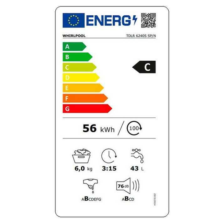 Mașină de spălat Whirlpool Corporation TDLR6240SSPN Alb 1200 rpm 6 Kg