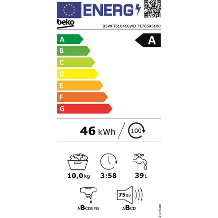 Mașină de spălat BEKO B5WFT510418WD 60 cm 1400 rpm 10 kg