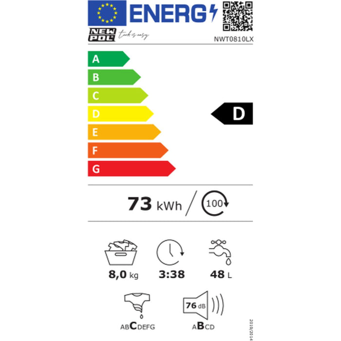 Mașină de spălat New Pol NWT0810LX Argintiu 1000 rpm 8 kg