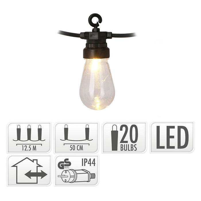 Ghirlanda cu bile LED Party Lighting Vintage Alb cald 12,5 m