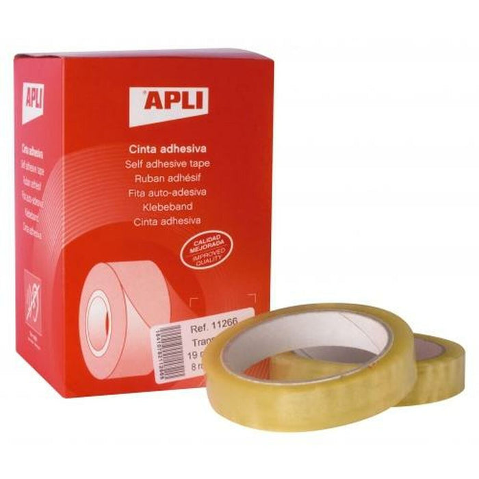 Bandă Adezivă Apli Transparent 8 Piese 19 mm x 66 m