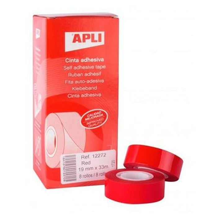 Bandă Adezivă Apli Roșu 8 Unități 19 mm x 33 m