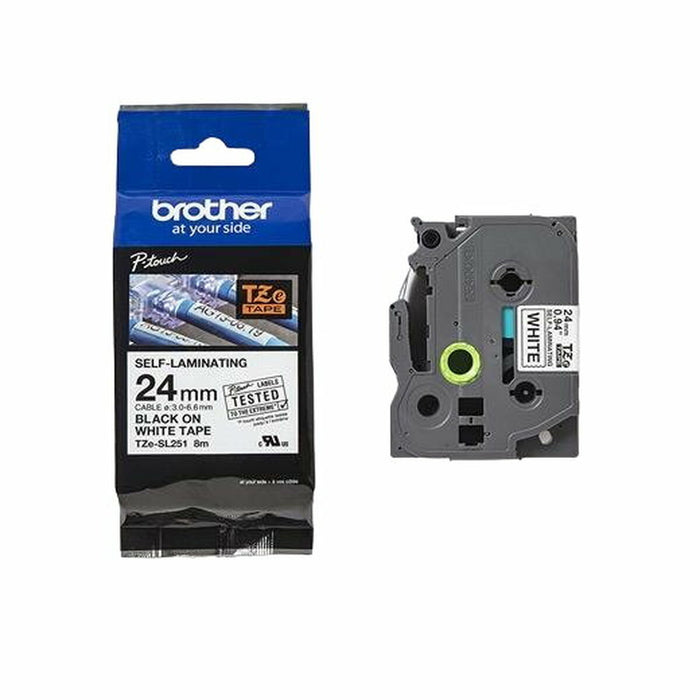 Bandă Laminată pentru Aparate de Etichetat Brother TZe-SL251 24 mm Alb Negru