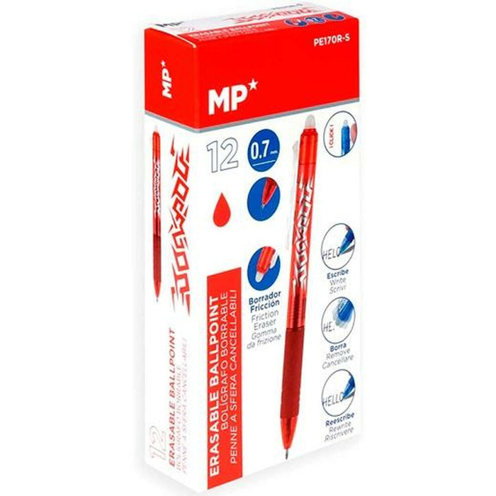 Stilou MP Click System Roșu Cerneală care se șterge 0,7 mm (12 Unități)