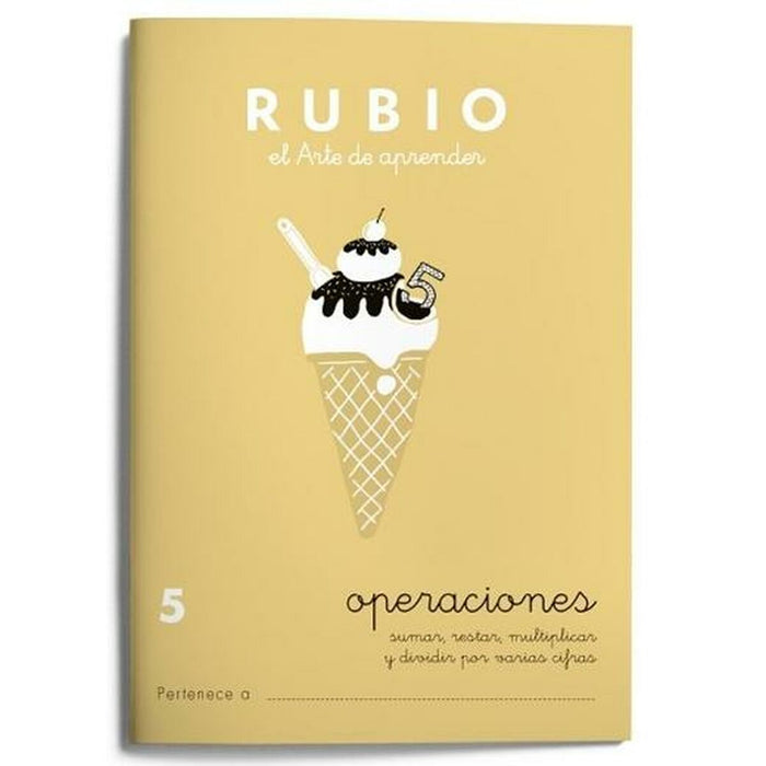 Caiet de matematică Rubio  Nº 5 A5 Spaniolă 20 Frunze (10 Unități)