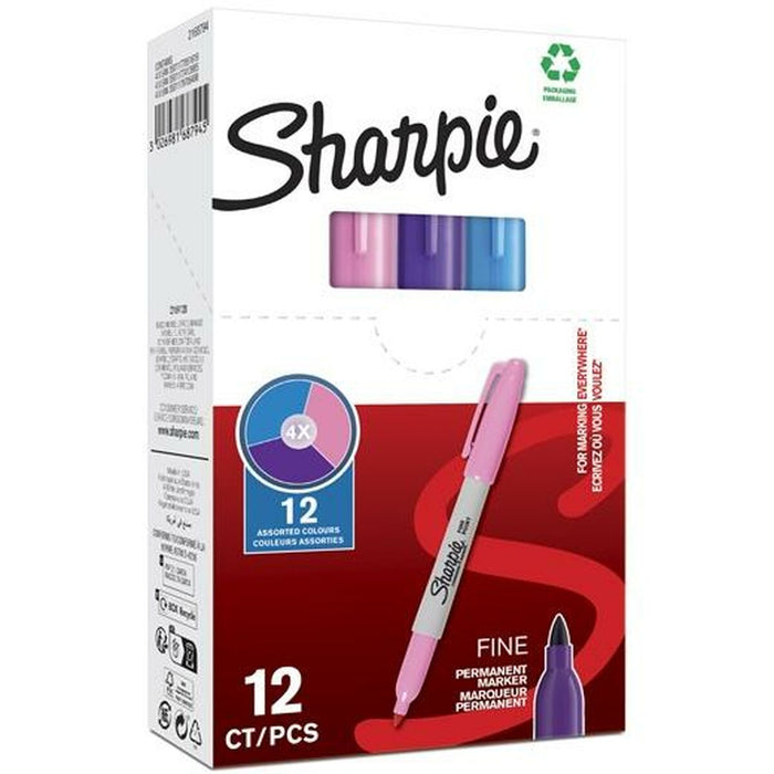 Marker permanent Sharpie Mov Roz Turquoise (12 Unități)