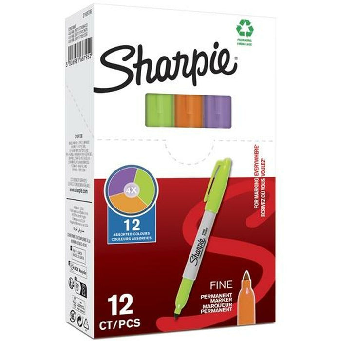 Marker permanent Sharpie Verde Mov Portocaliu (12 Unități)