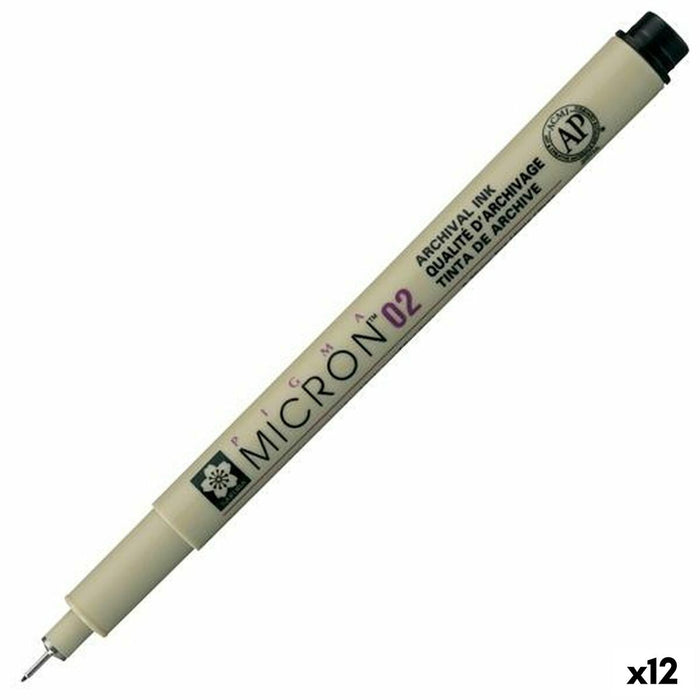 Carioci Talens Sakura Pigma Micron 02 Negru (12 Unități)